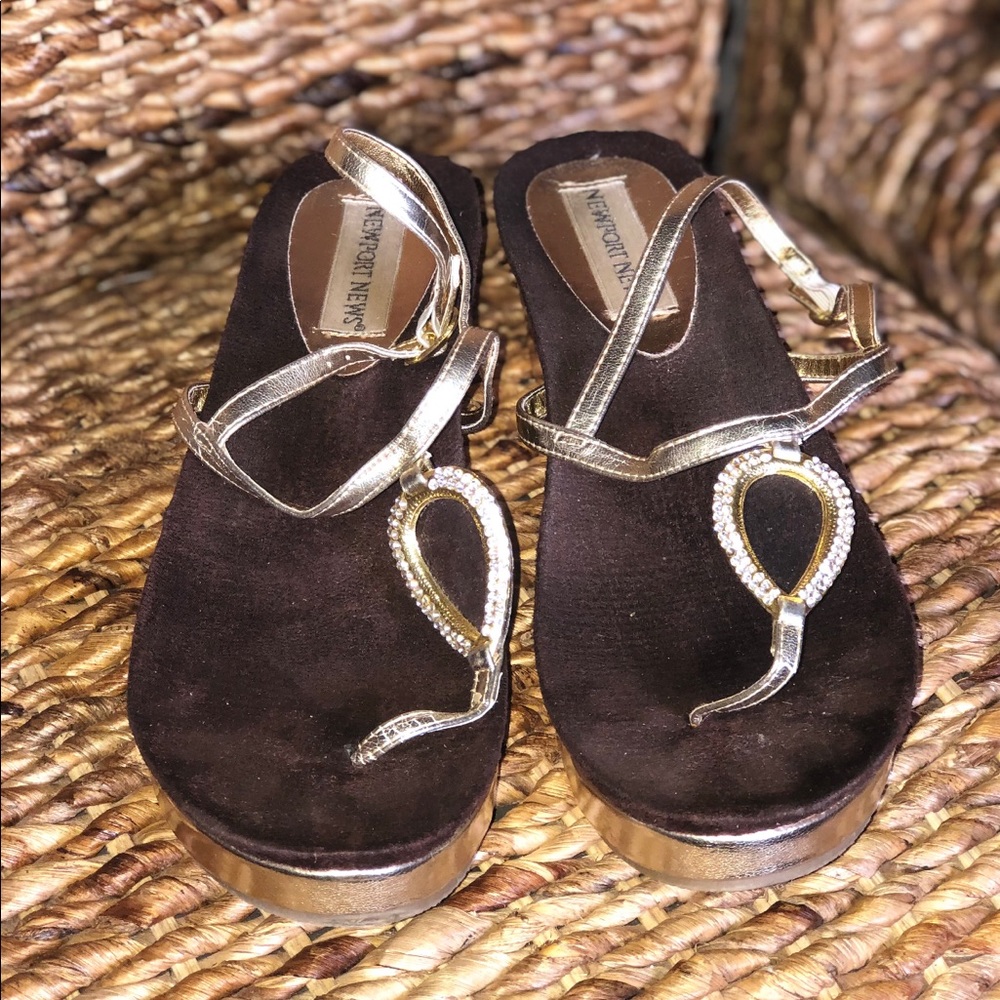 Newport News gold wedge sandal